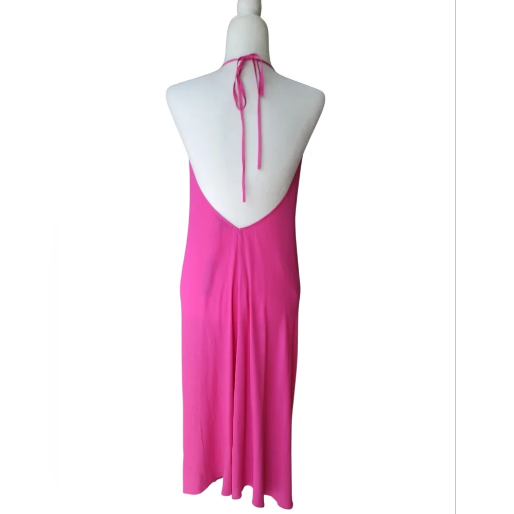 NWT bobi BLACK V Neck Low Back Halter Dress, Size Small, Color Fuchsia